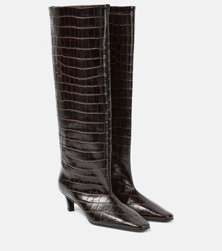 Wide Shaft croc-effect leather knee-high boots | Mytheresa (US/CA)