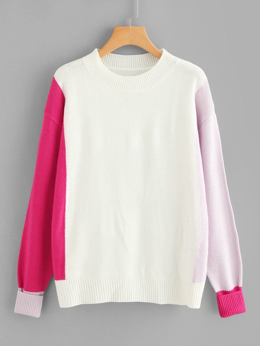 Drop Shoulder Cut And Sew Sweater | SHEIN