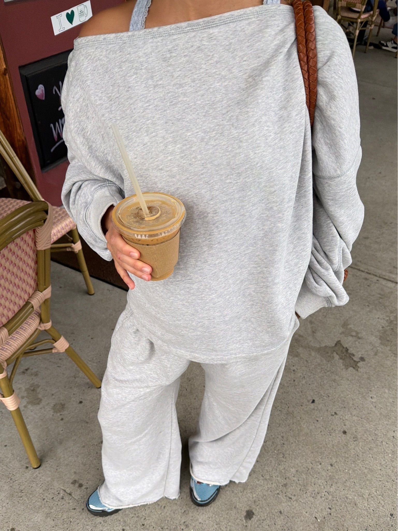 [5/6/26] this set is sooooo good from @abercrombie, I’m wearing a large in top + large regular bottoms, should’ve sized down to a petite but just cut them instead for a raw hem look! Sneakers are new adidas control 5 sneaker, wearing my true size 6 in color blue/dark brown