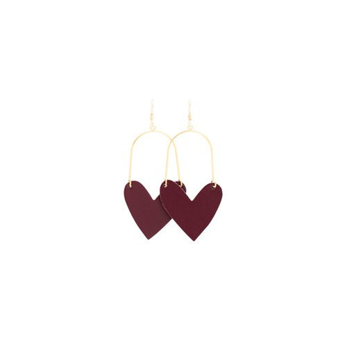 Sweetheart Hoop Select Burgundy Leather Earrings | Nickel and Suede