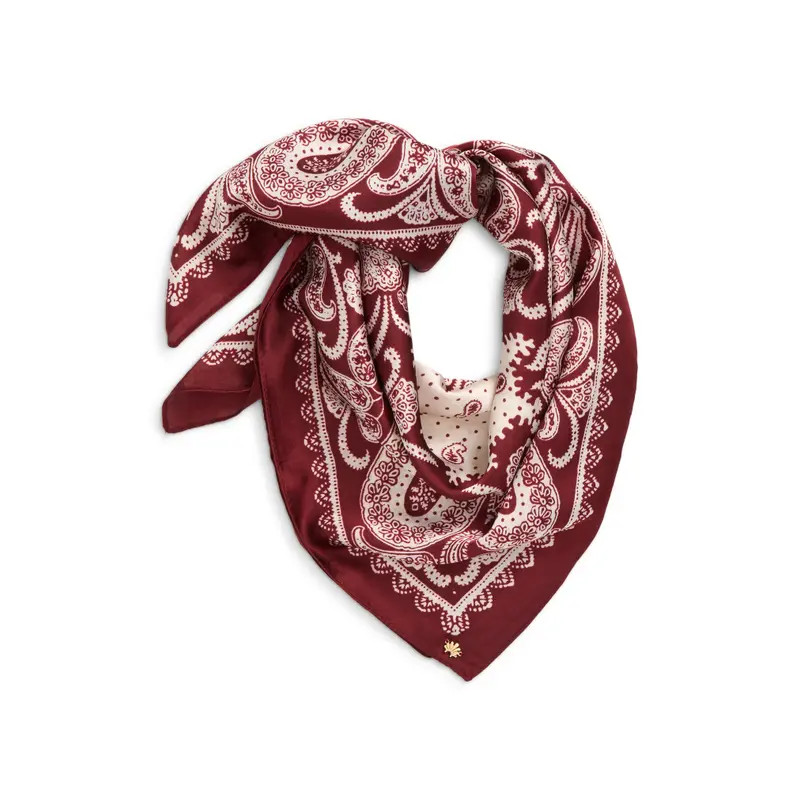Lele Sadoughi Paisley Square Satin Scarf in Denim Tan at Nordstrom | Nordstrom