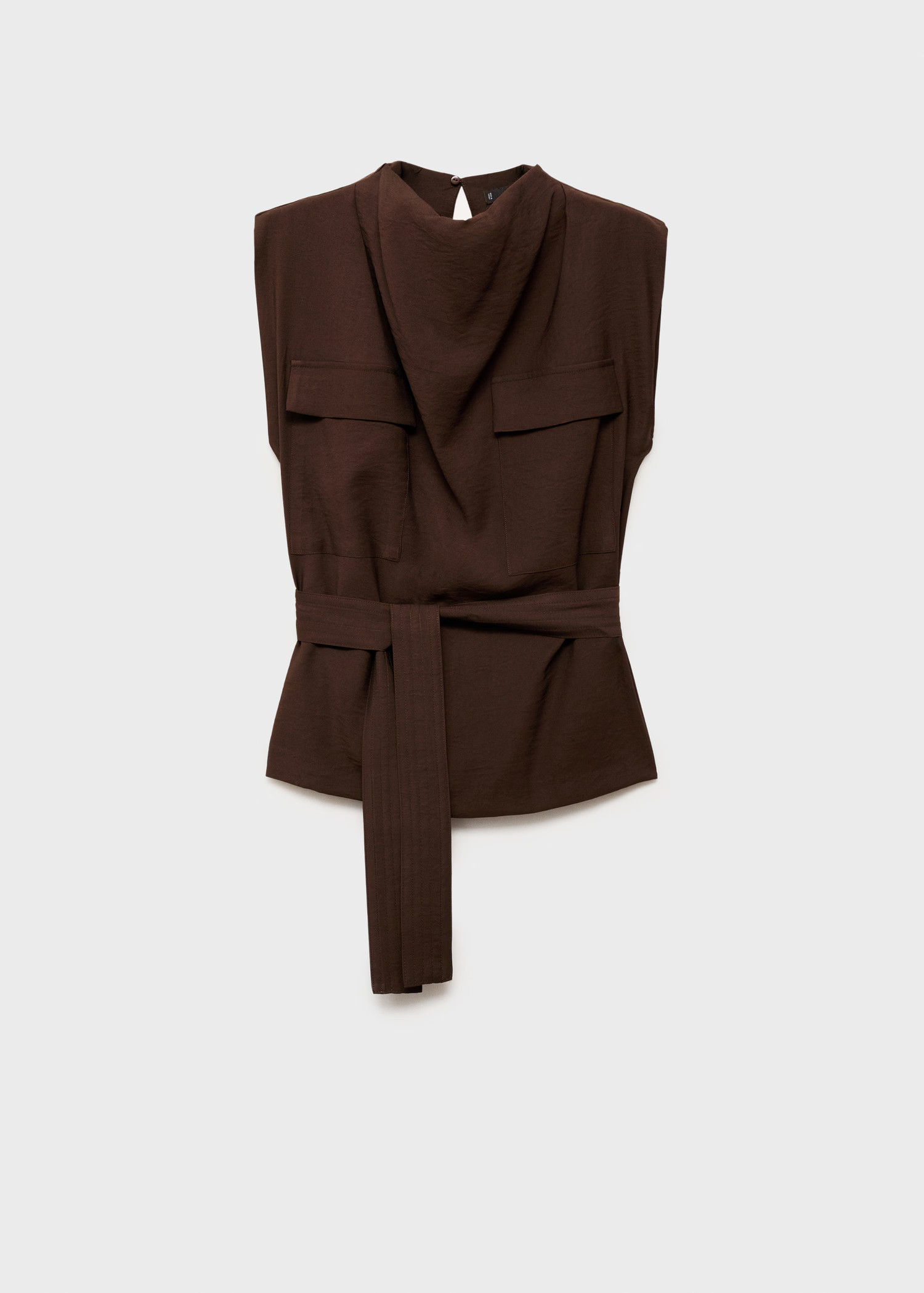 Blouse with draped neck and belt - Women | MANGO United Kingdom | MANGO (UK)