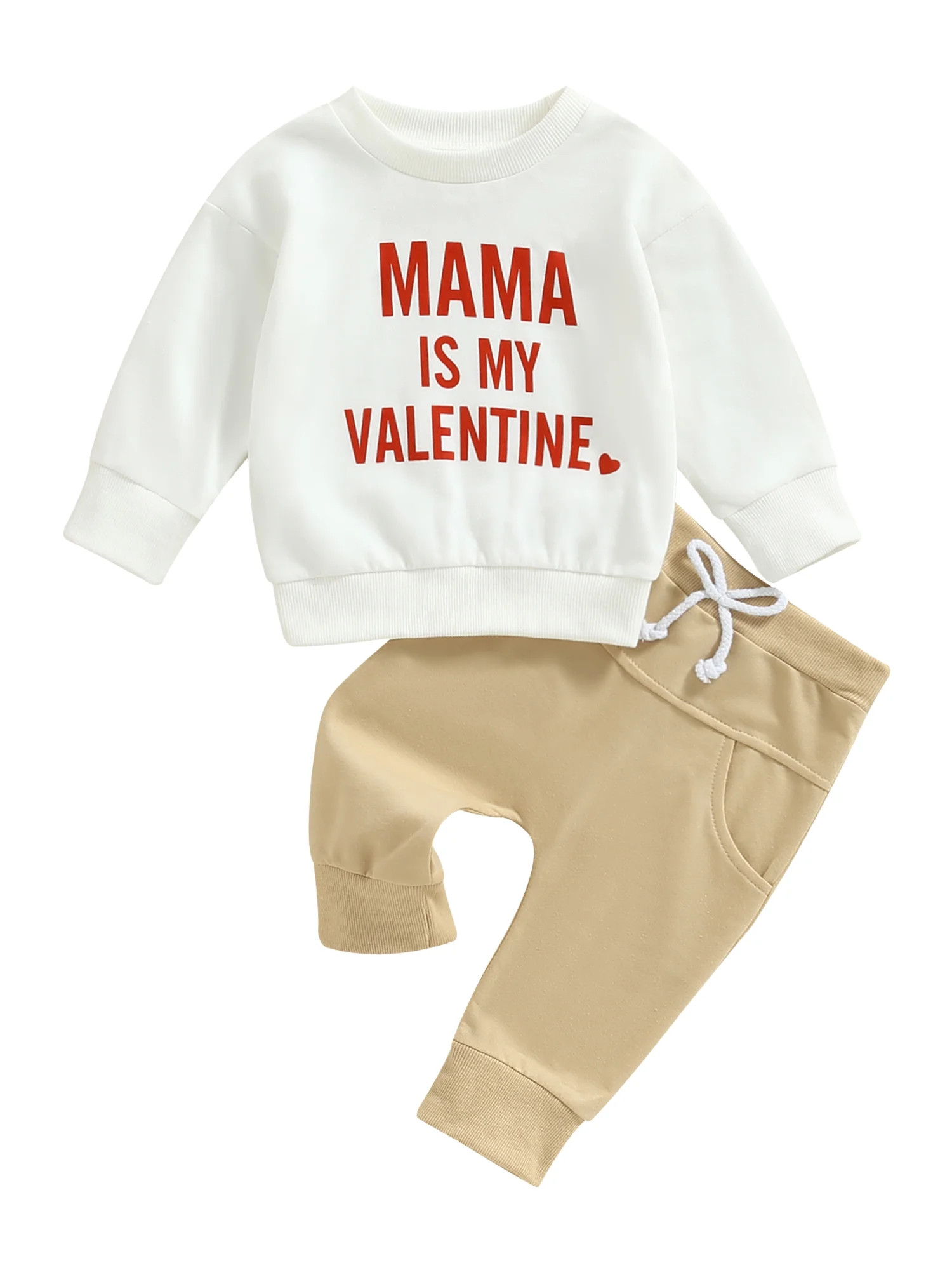 Cathery Valentine's Day Toddler Newborn Baby Boy Outfit Mama's Valentine Crewneck Sweatshirt Long... | Walmart (US)