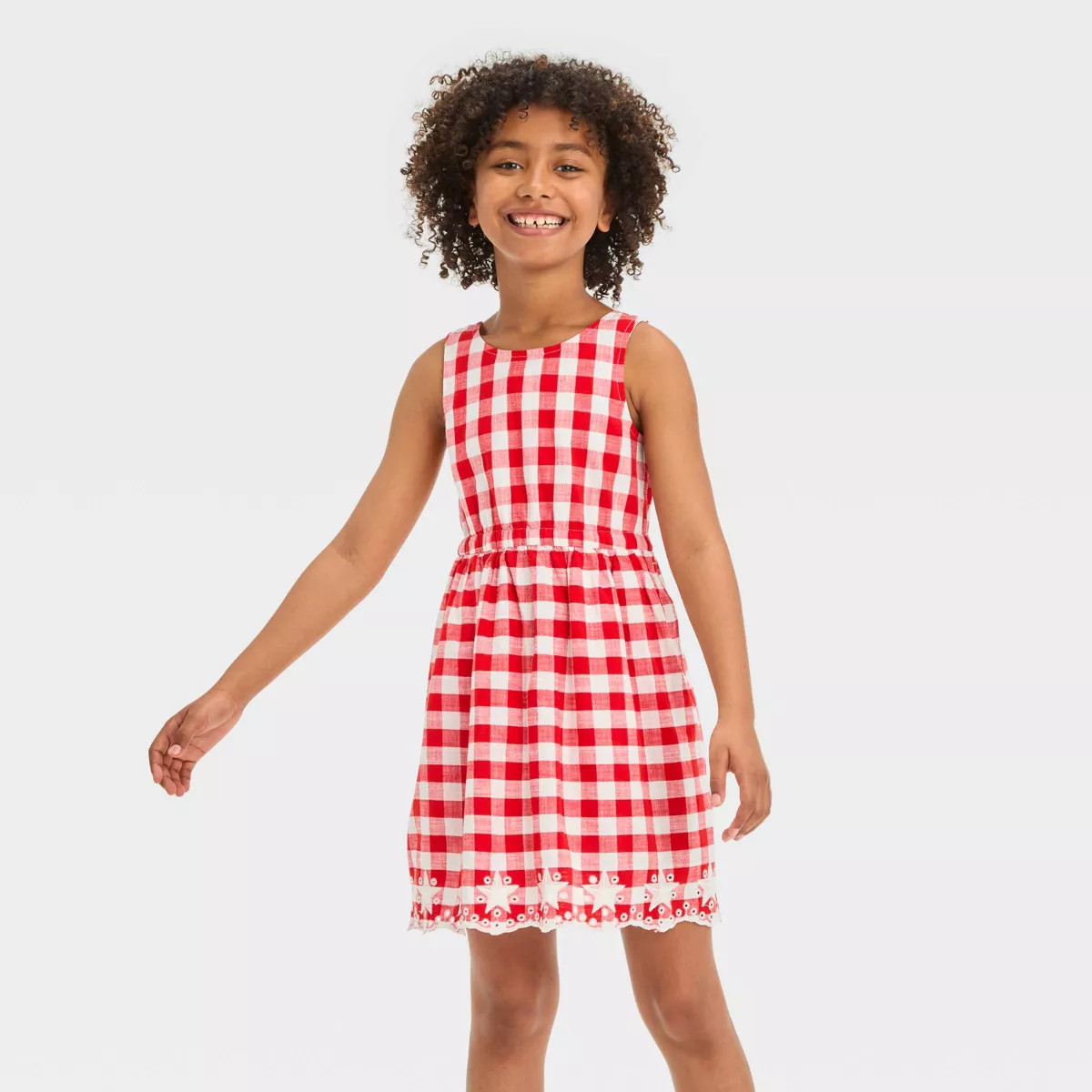 Girls' Sleeveless Twist Back Embroidered Americana Dress - Cat & Jack™ | Target