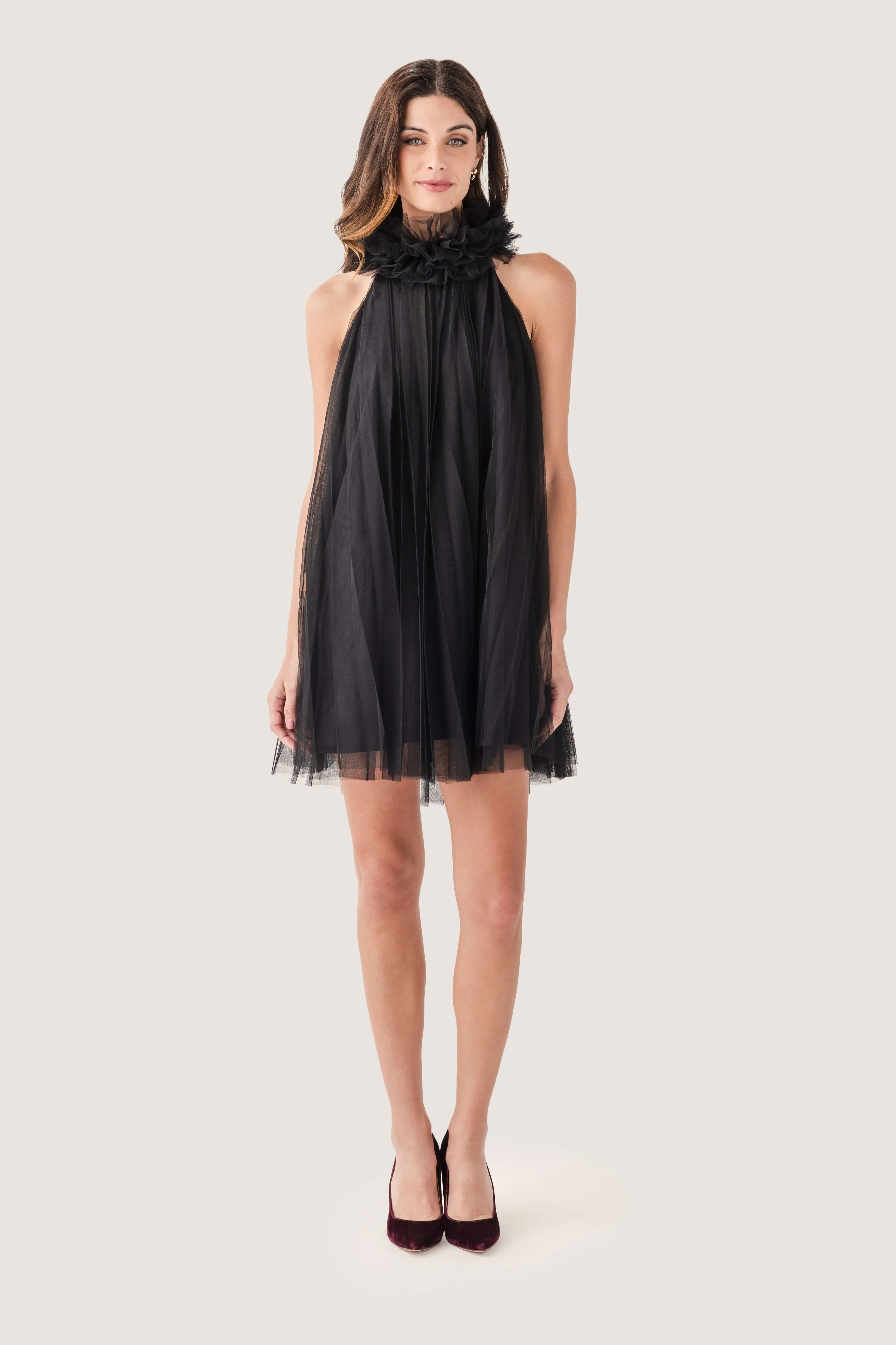 Pinch Tulle Halter Mini Dress | Social Threads
