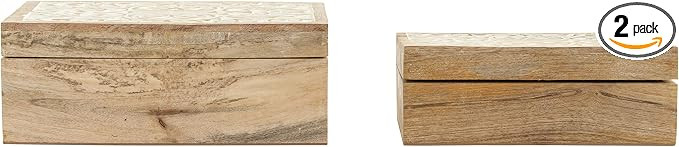 Handcarved & Whitewashed Mango Wood Boxes (Set of 2 Sizes) | Amazon (US)