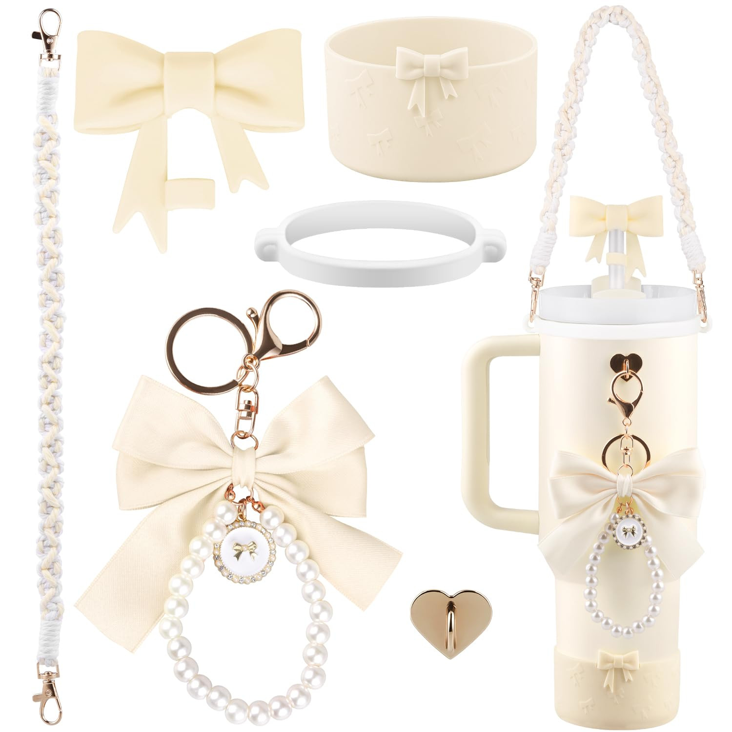 Stanley Cup Accessories Set for 40oz & 30oz,0.4in Silicone Straw Cover, Cute Charm,Handle Strap,C... | Amazon (US)