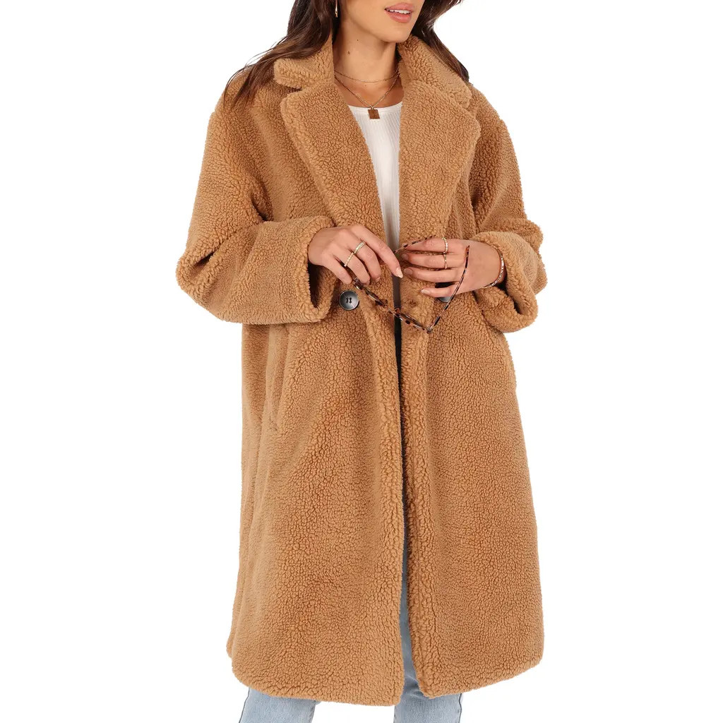 Petal & Pup Beatrice Oversize Faux Shearling Coat in Camel at Nordstrom, Size X-Large | Nordstrom