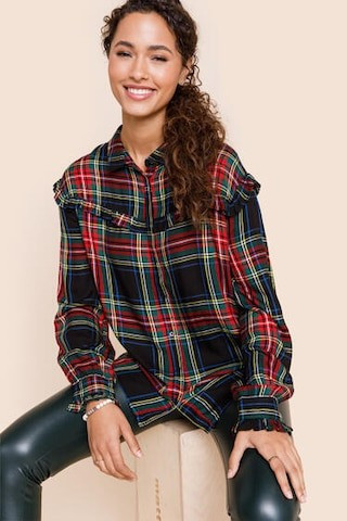 Raleigh Plaid Ruffled Button Down Top | Francesca's