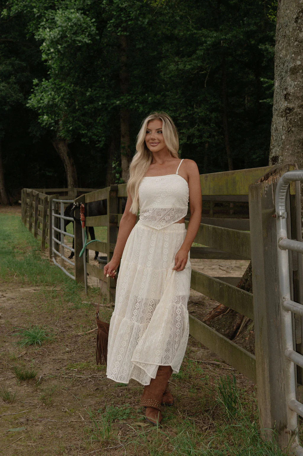 Quinn Tiered Skirt Set-Cream | These Three