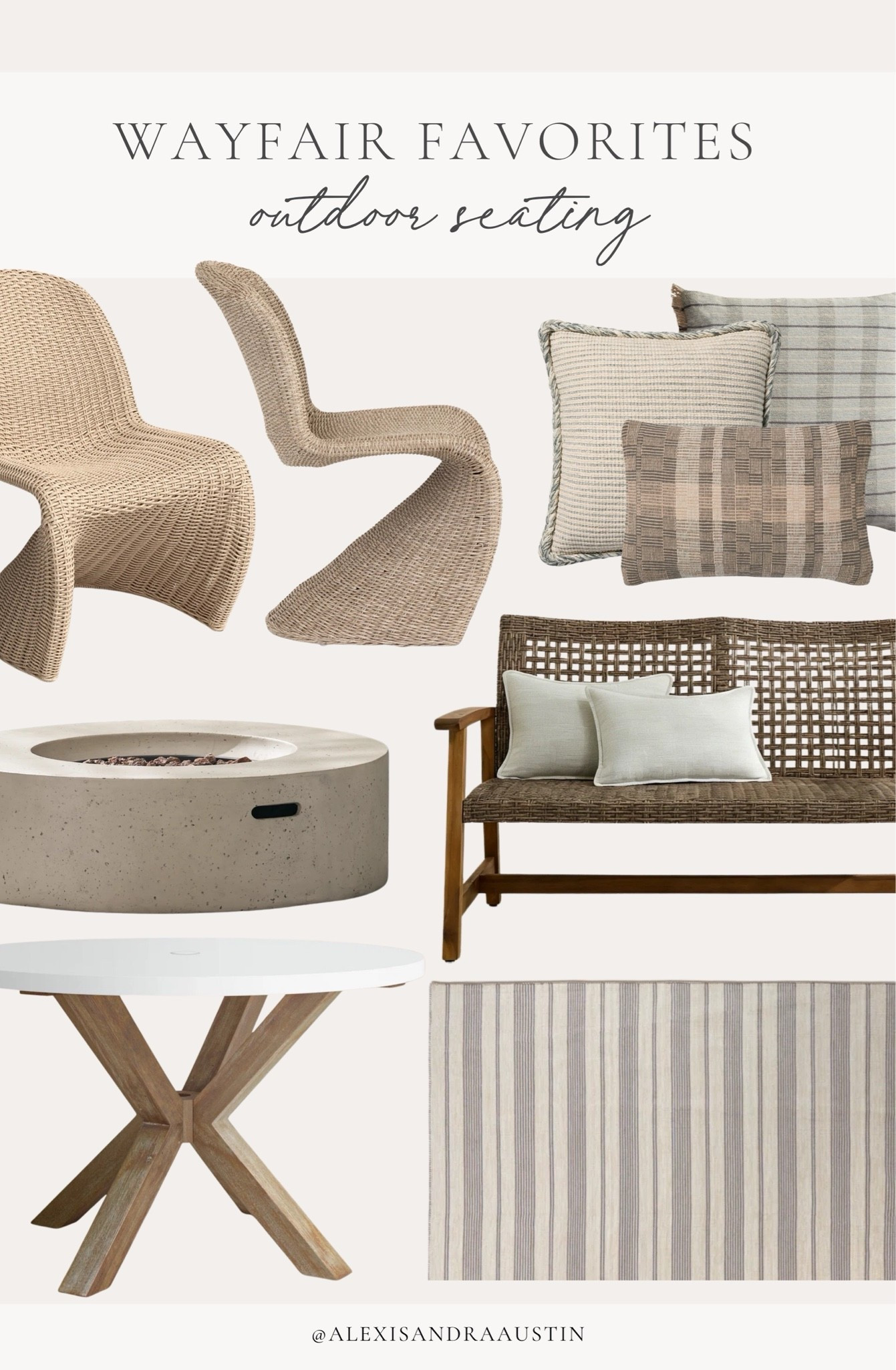 Look no further for outdoor seating solutions with @wayfair this summer season. From wicker seating details to the perfect collected style accent pieces, find all the outdoor essentials for a collected and timeless space.

#AD #wishyouwerehere #outdoor #Wayfair #WayfairPartner

Home finds, neutral home inspo, outdoor seating, patio refresh, summer refresh, furniture favorites, wicker details, outdoor accent chair, collected style throw pillows, outdoor firepit, outdoor table, striped outdoor area rug, sale alert, deal of the day, Wayfair, shop the look!

#LTKSeasonal #LTKHome #LTKSaleAlert