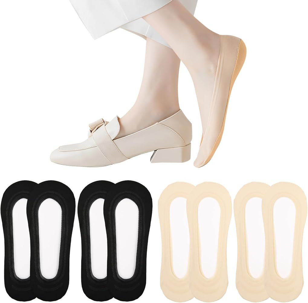 AURUZA No Show Socks Women's 4-8 Pairs Low Cut Non Slip Liner Invisible Socks for Flat Boat, Size... | Amazon (US)