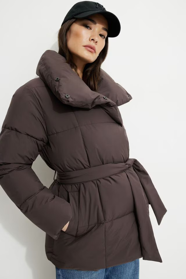 Belted Midi Puffer Jacket | Dynamite Clothing