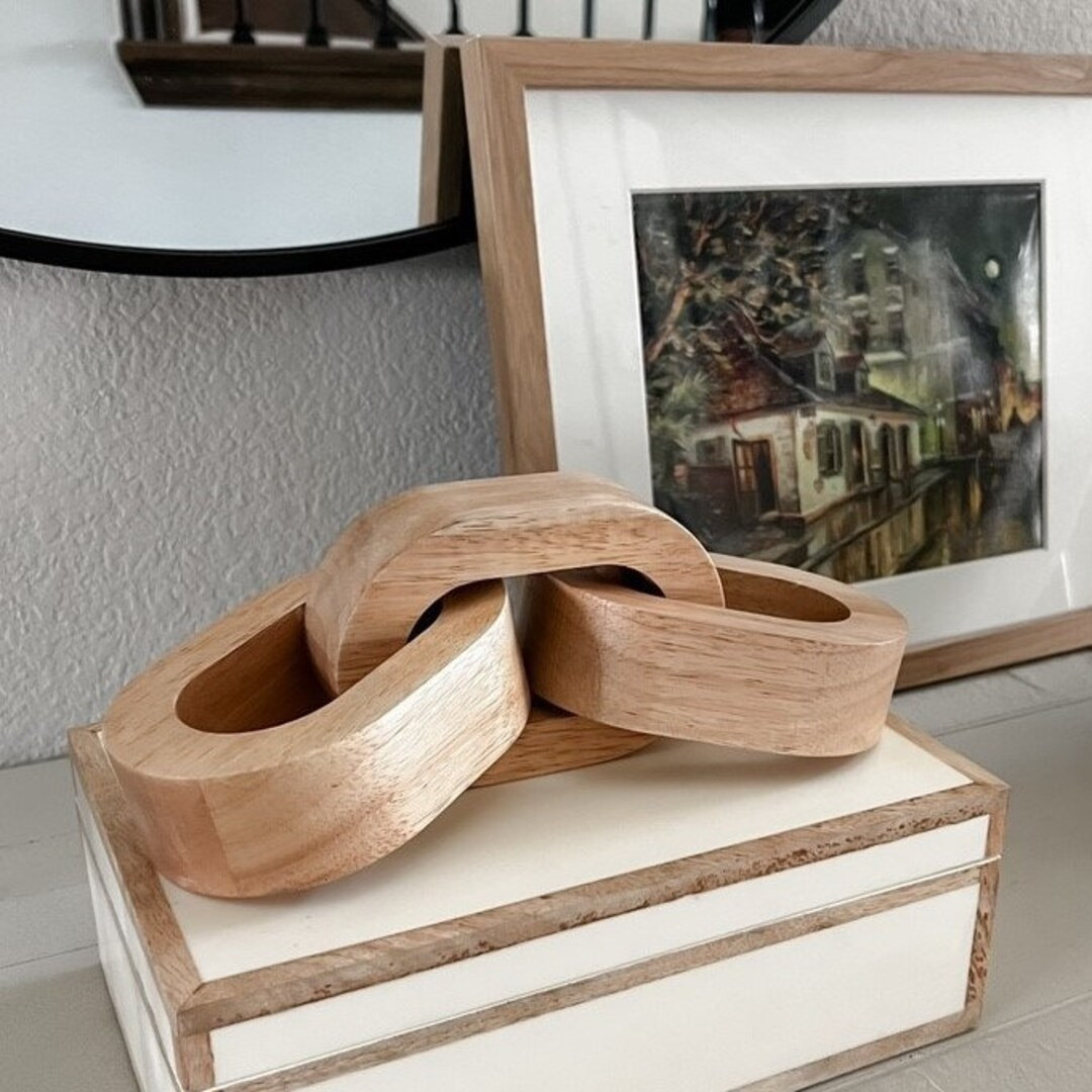 Wood Chain Link, Coffee Table Decor, Shelf Decor, Living Room Decor, Farmhouse Boho Decor, Decora... | Etsy (US)