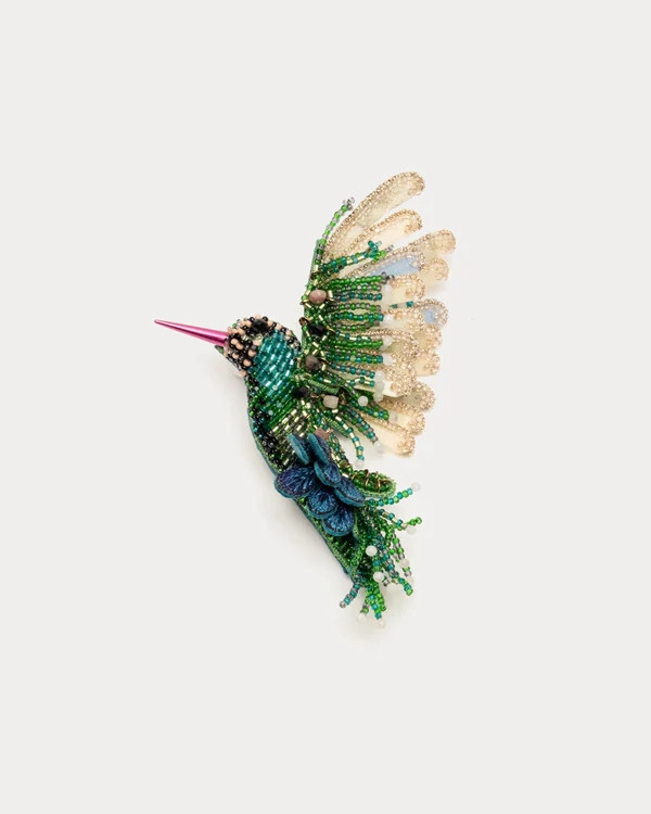 Hummingbird Brooch - Emerald | Frances Valentine