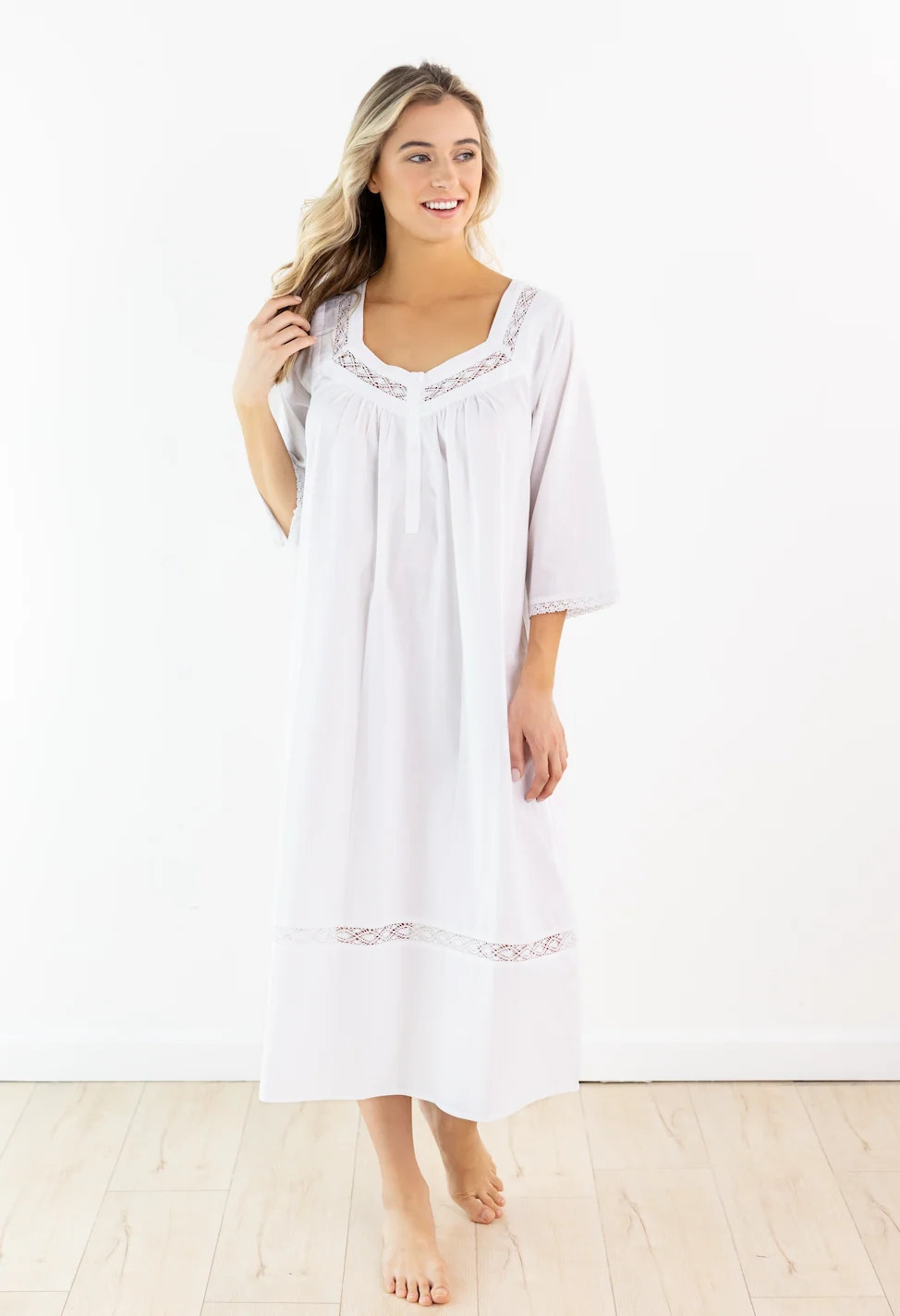 Victoria White Cotton Nightgown | Jacaranda Living