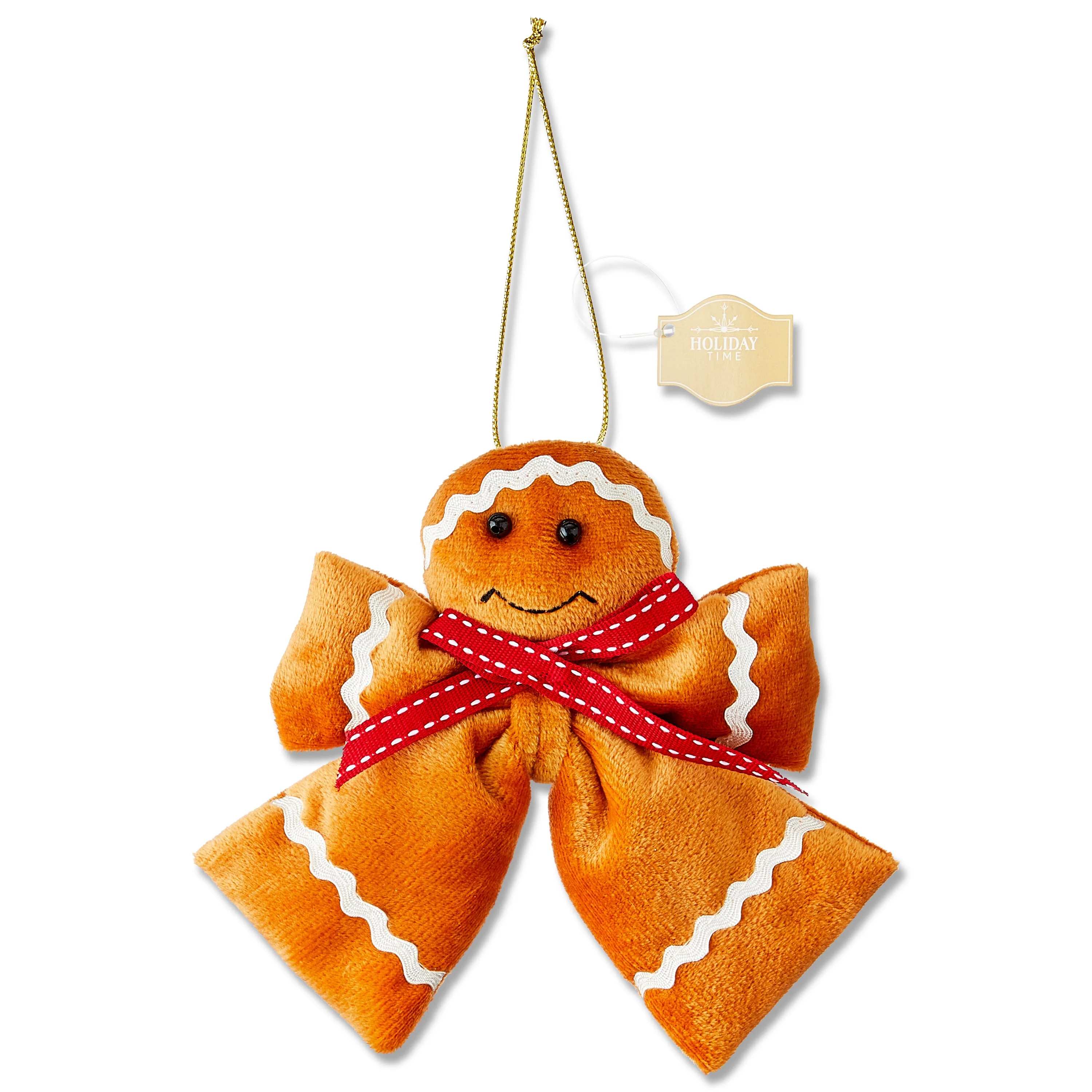 Brown Gingerbread Man Bow Christmas Ornament, 6", by Holiday Time - Walmart.com | Walmart (US)