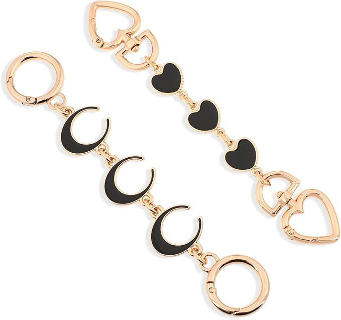 2pcs Purse Strap Extenders Bag Extender Chain, Heart & Moon Black Purse Extender Chain Replacemen... | Amazon (US)