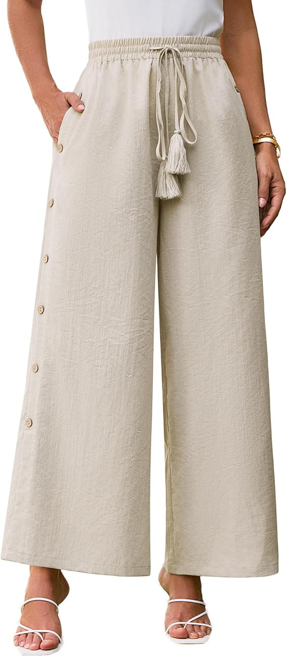 GRACE KARIN Women's Summer Wide Leg Pants High Waisted Palazzo Pants Caual Flowy Beach Trousers w... | Amazon (US)