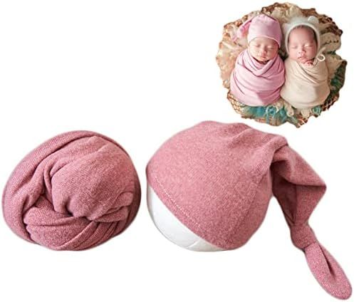 Newborn Photography Wraps with Hat Baby Photo Outfit Girl Stretch Blanket Infant Boy Props for Baby  | Amazon (US)