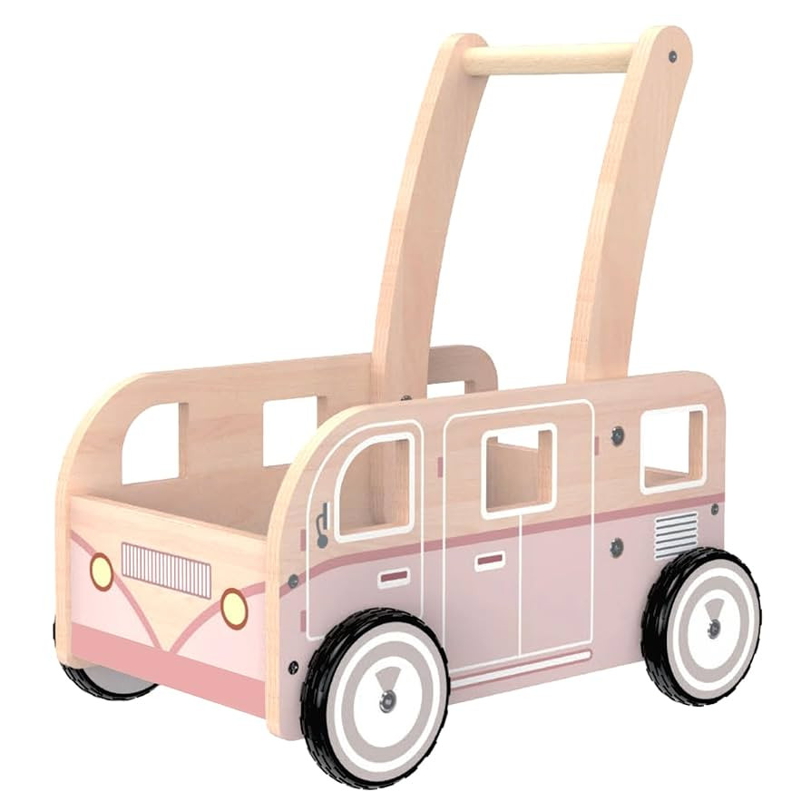 Wooden Baby Walker,Push Walker Bus for Boys and Girls, Stand & Learn Push Walker for Toddlers 1-3... | Amazon (US)