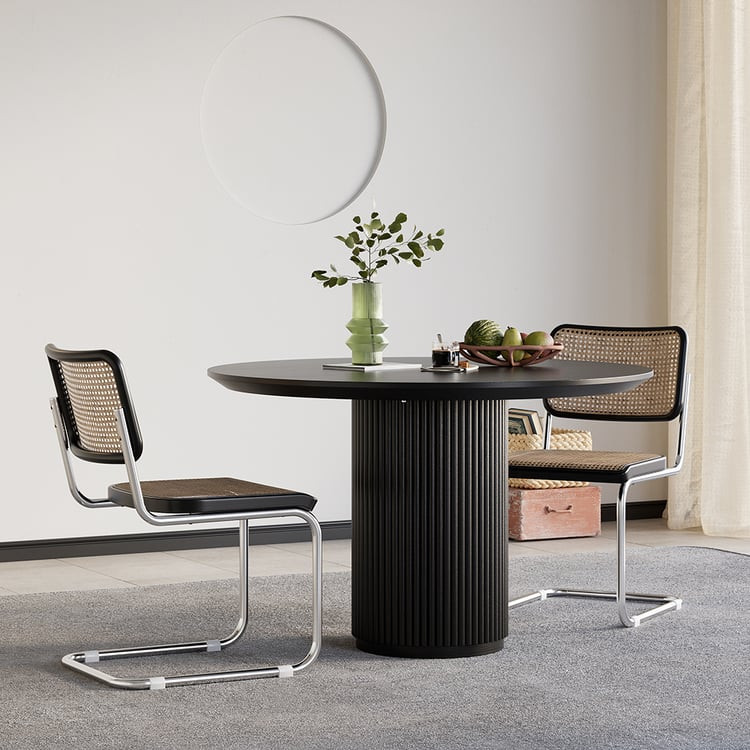 Yarnic Japandi White Fluted Side Table Round Wood End Table with Unique Design | Homary