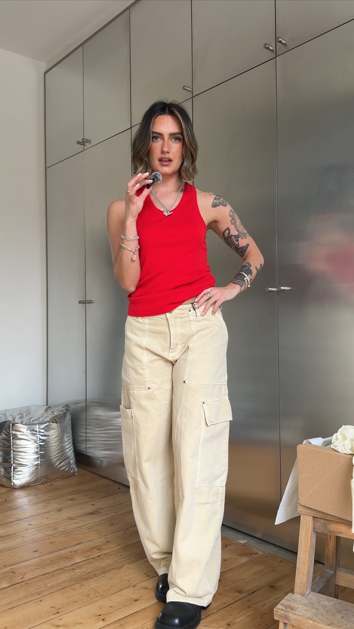 Red vest, red top, cargo jeans, beige jeans, Zara outfit 

#LTKjeans #LTKuk #LTKspring