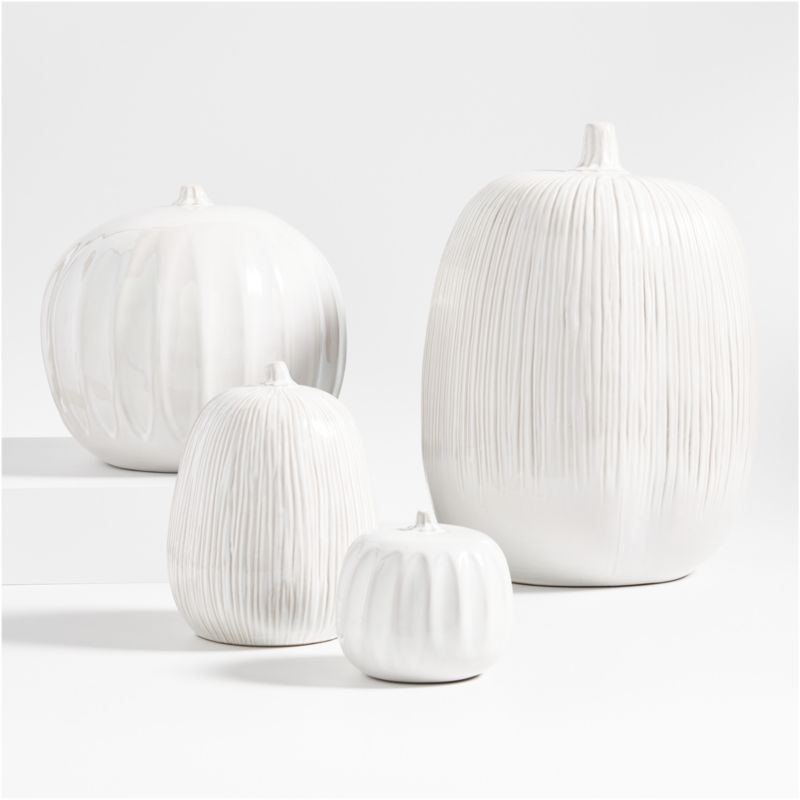 Dover White Ceramic Pumpkin | Crate & Barrel | Crate & Barrel