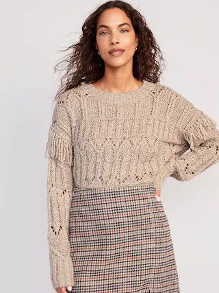 Textured Fringe Pullover Sweater for Women | Old Navy (US)