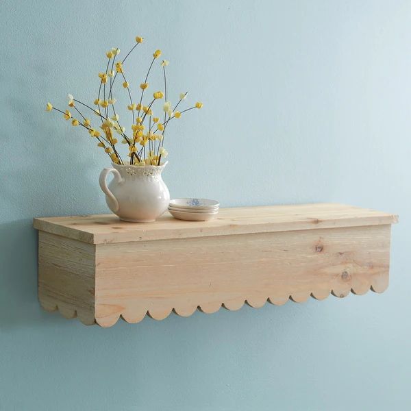 Natural Wood Scalloped Floating Shelf - 24½''W x 6''D x 5½''H - Bed Bath & Beyond - 35492923 | Bed Bath & Beyond