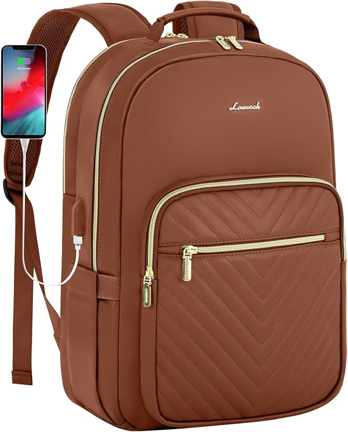LOVEVOOK Leather Backpack for Women,15.6 inch Leather Laptop Backpack Women Computer Backpack Lap... | Amazon (US)