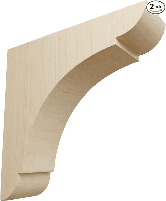 Ekena Millwork BKTW01X06X06OLRW-CASE-2 1 3/4" W D x 6" H Small Olympic Wood Bracket, Rubberwood (... | Amazon (US)