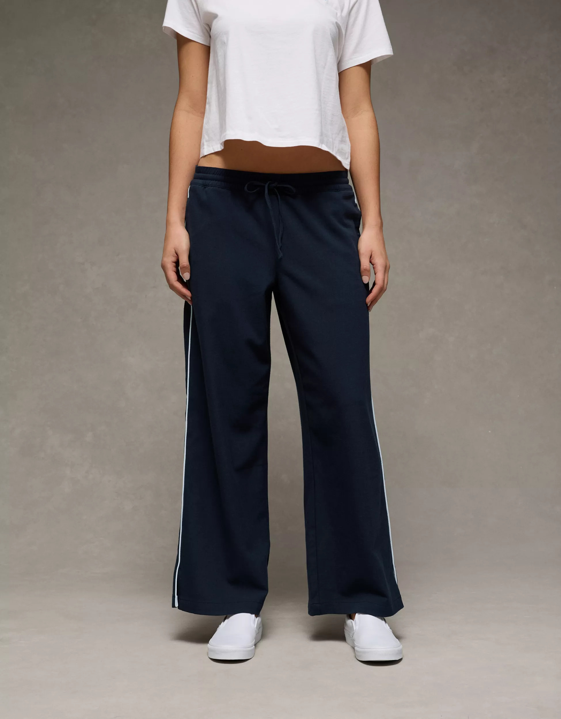AE Stretch Low Rise Wide-Leg Track Pant | American Eagle Outfitters (US & CA)
