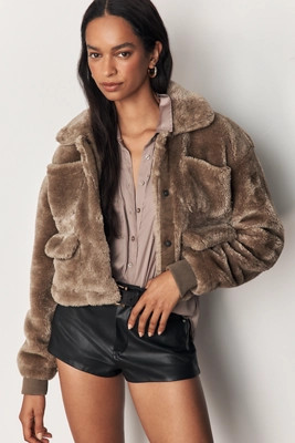 Pilcro Cropped Sherpa Fleece Cargo Jacket | Anthropologie (US)