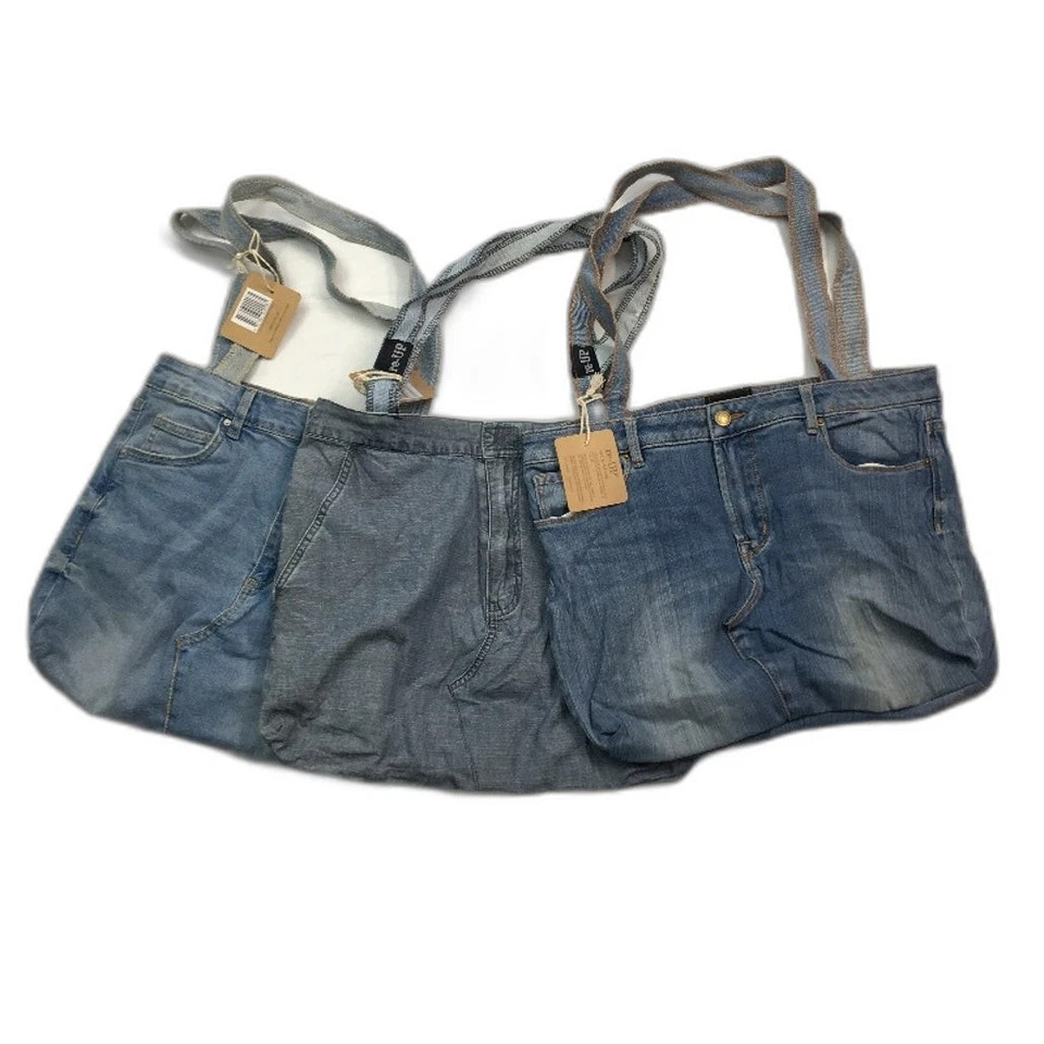 reWORKED by re-UP Handcrafted Upcycled Fabrics Light Blue Denim Tote Handbag | eBay AU