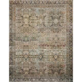 LOLOI II Layla Olive/Charcoal 2 ft. 6 in. x 9 ft. 6 in. Traditional 100% Polyester Runner Rug LAY... | The Home Depot