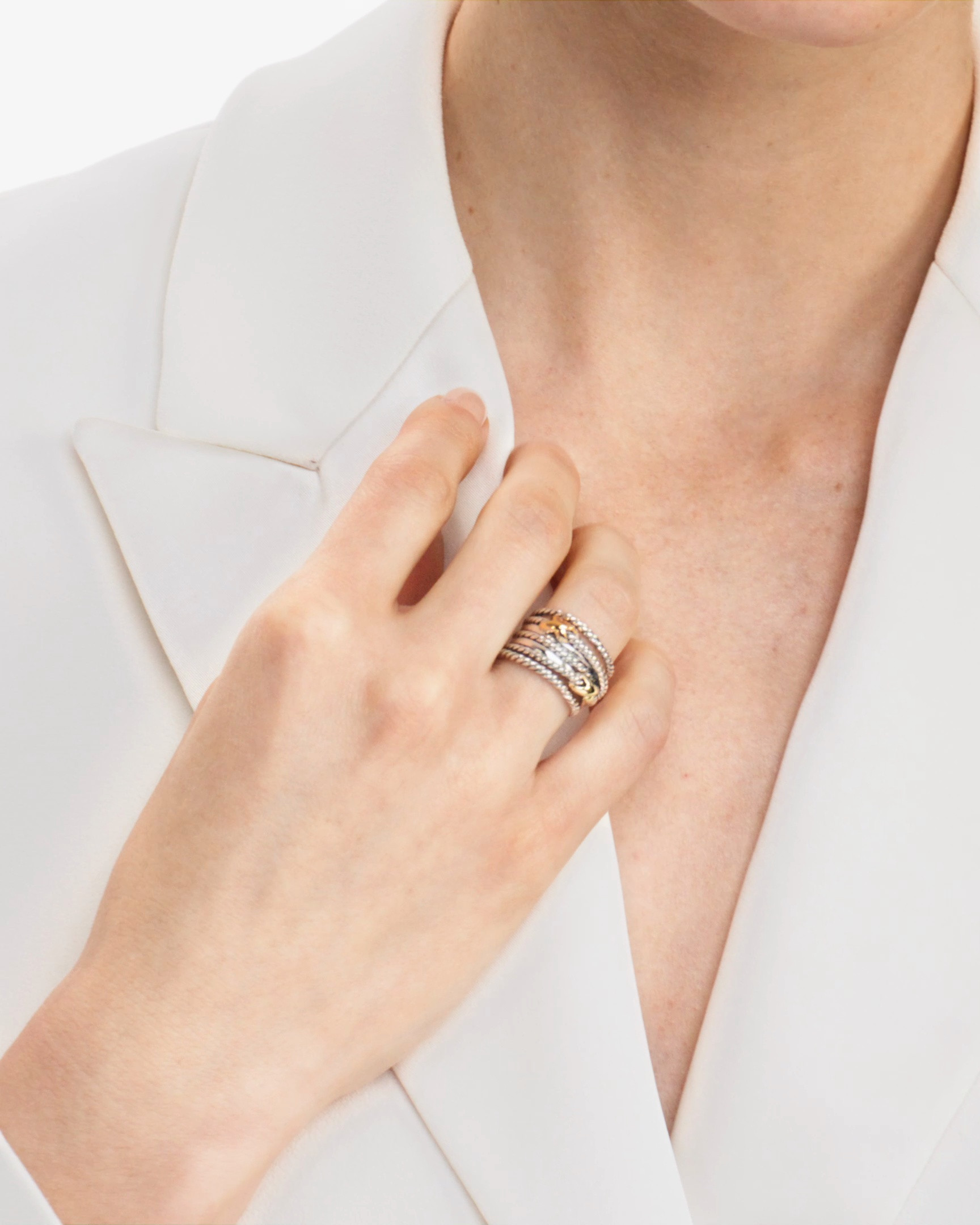 Double X Crossover Ring in Sterling Silver with 18K Yellow Gold, 13mm | Nordstrom