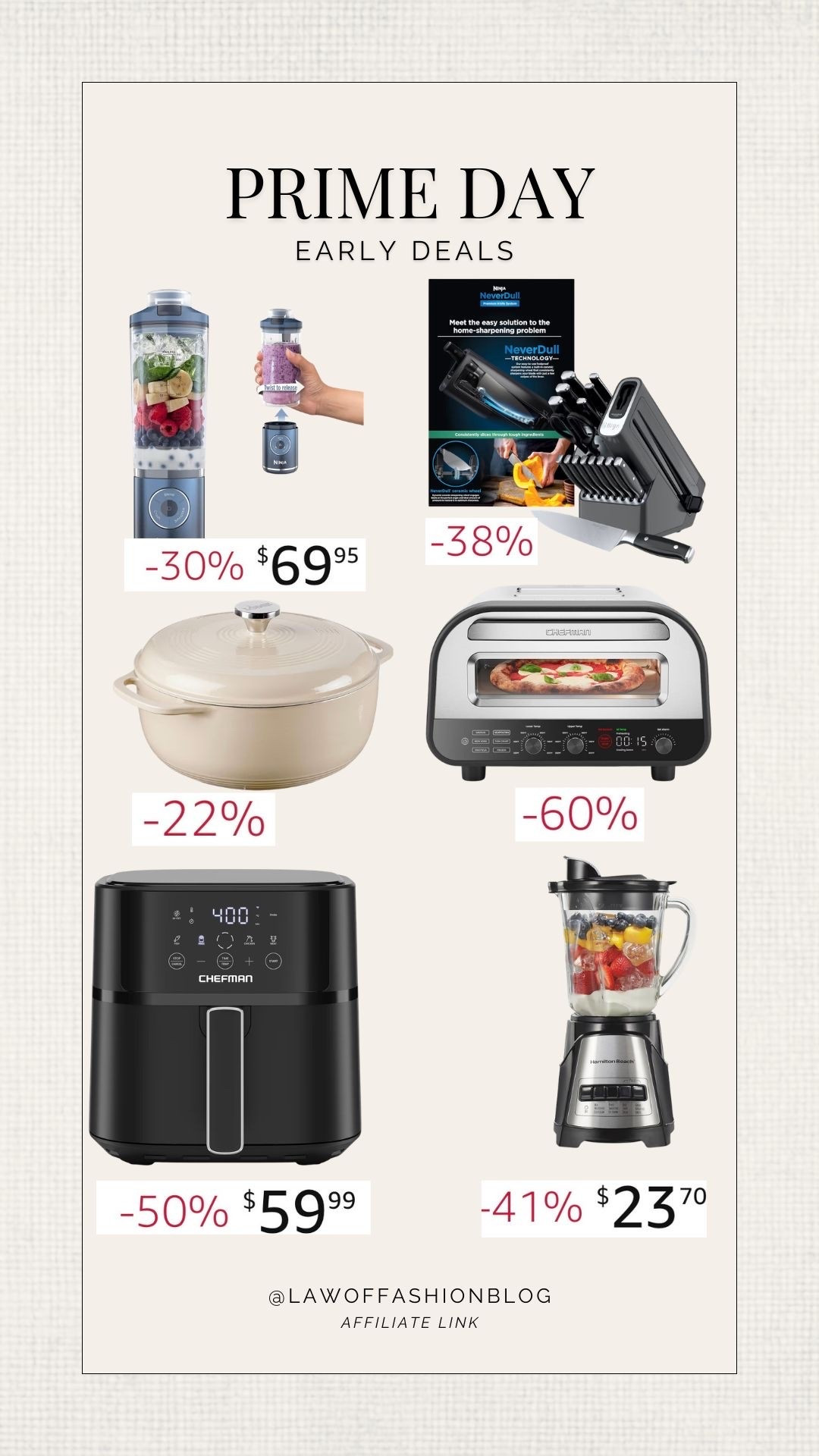 Amazon prime day early deals kitchen deals blenders, sourdough Dutch oven, air fryers, never dull knives, pizza cooker

#LTKSaleAlert #LTKHome