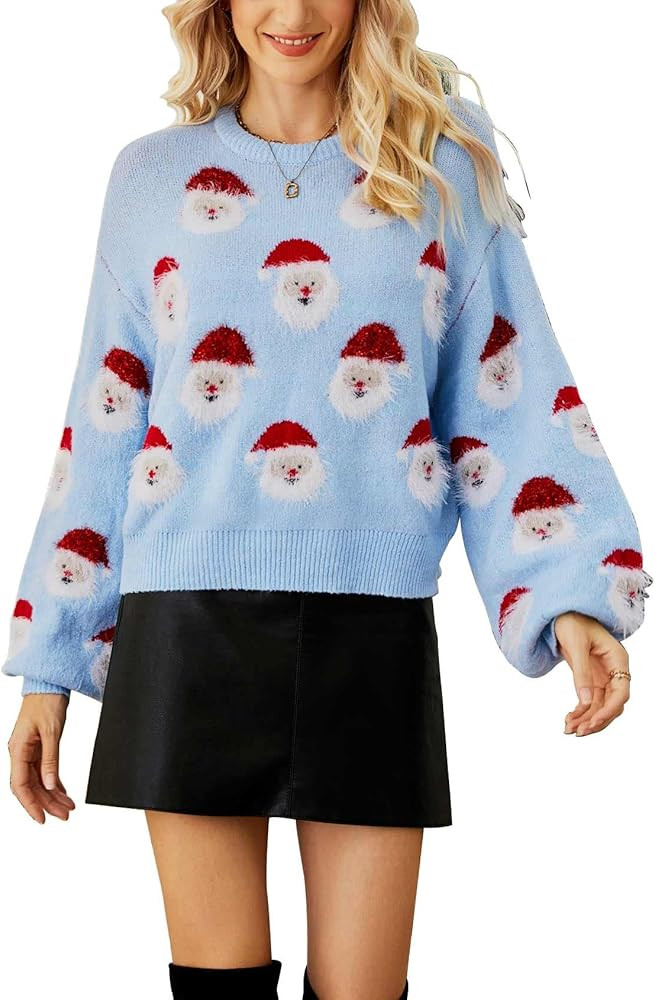 Arssm Women Santa Sweater Ugly Christmas Sweater Funny Xmas Holiday Party Knitted Cozy Pullover S... | Amazon (US)