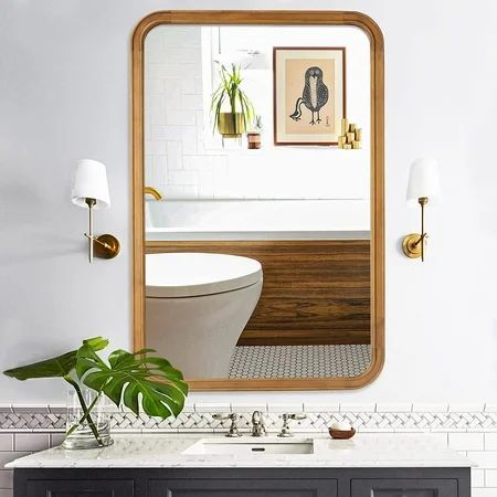 WallBeyond Wood Framed Mirrors for Bathroom 24x36 Inch Wooden Frame Wall Mirror Farmhouse Wall Mount | Walmart (US)