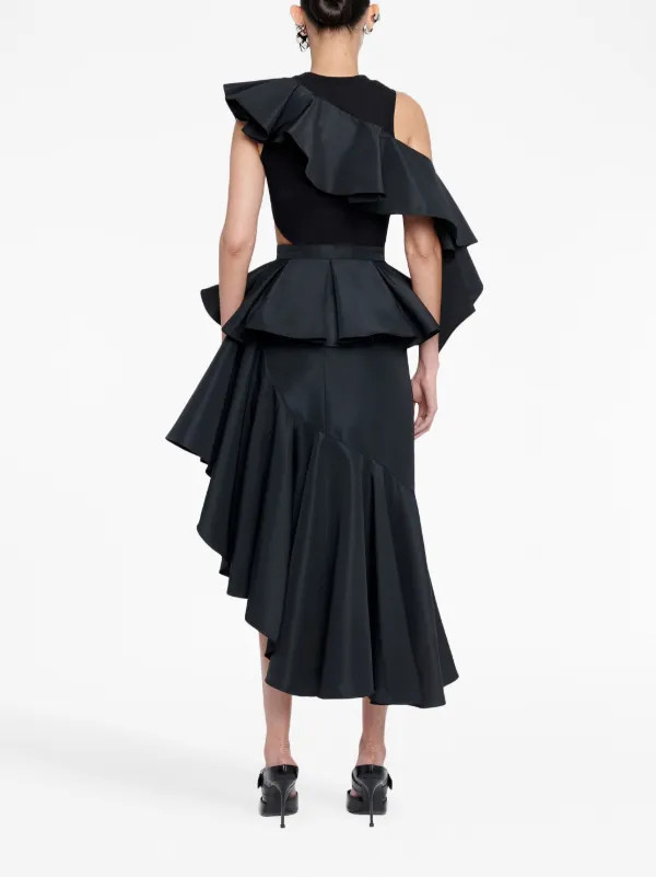 Alexander McQueen Asymmetric ruffle-trimmed Tank Top - Farfetch | Farfetch Global