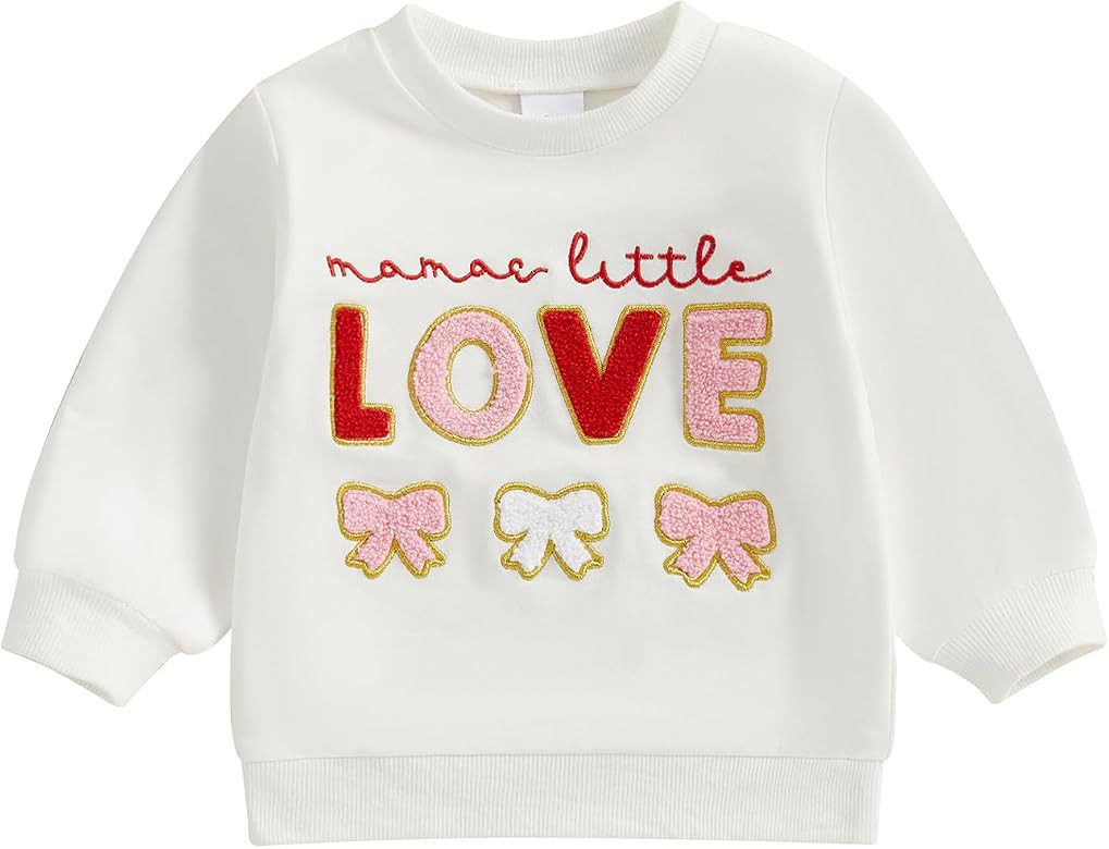 MAYUMMPY Toddler Girls Boys Valentines Day Outfit Love Tops Bowknot Sweatshirts Pullovers Valenti... | Amazon (US)