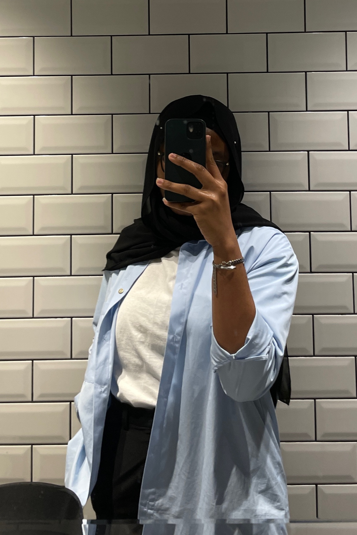 Blue button shirt outfit inspo, summer outfit inspo, Hijabi modest outfit inspo, white tee shirt 

#LTKstyletip