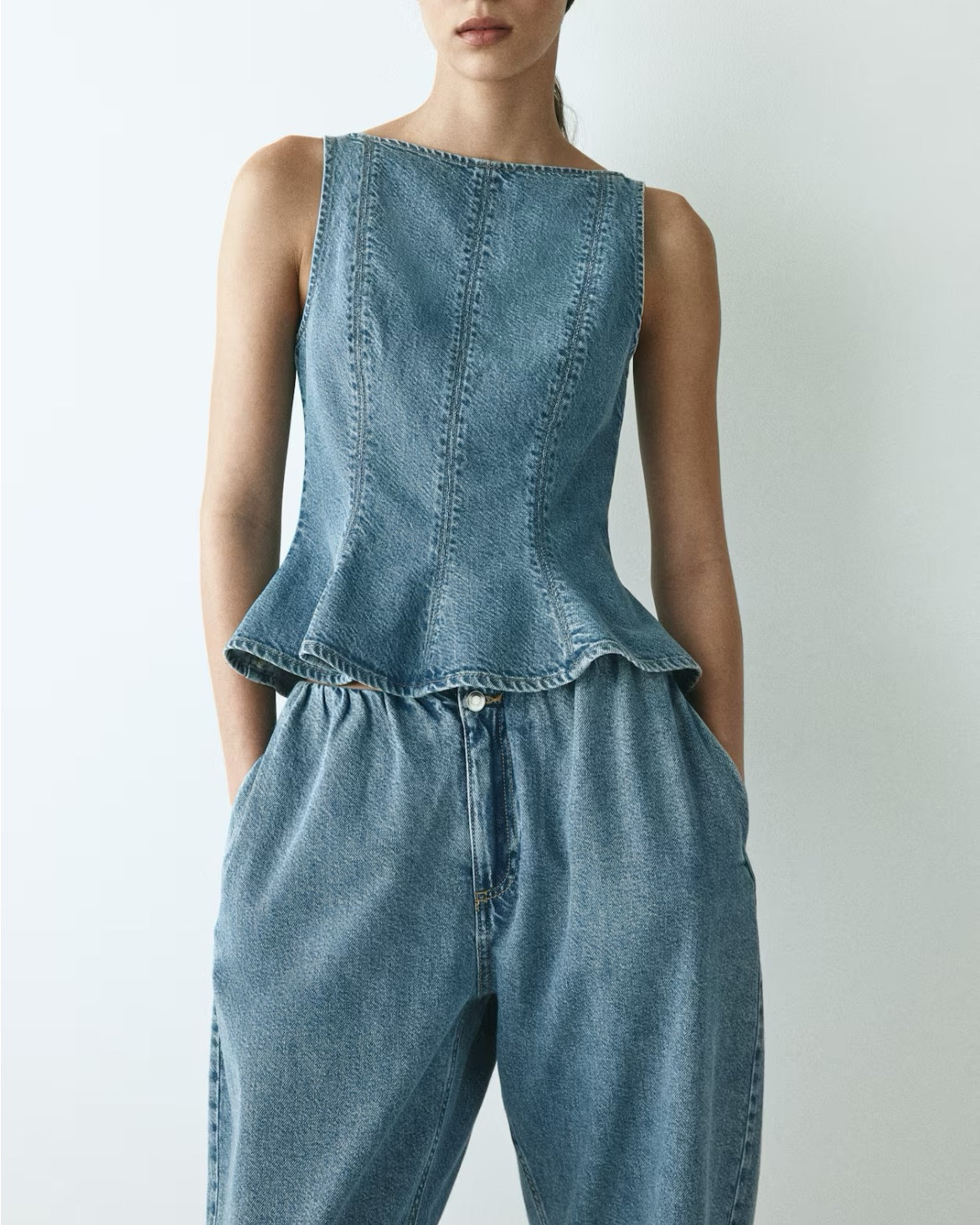 Denim peplum tank top 

#LTKSeasonal