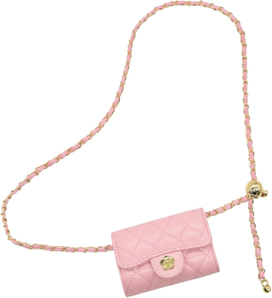 YAMEIZE Mini PU Leather Chain Belt Bag for Women Quilted Waist Purse Crossbody Fanny Pack Detacha... | Amazon (US)