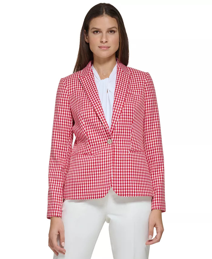 Women's Houndstooth Peak-Lapel Blazer | Macys (US)