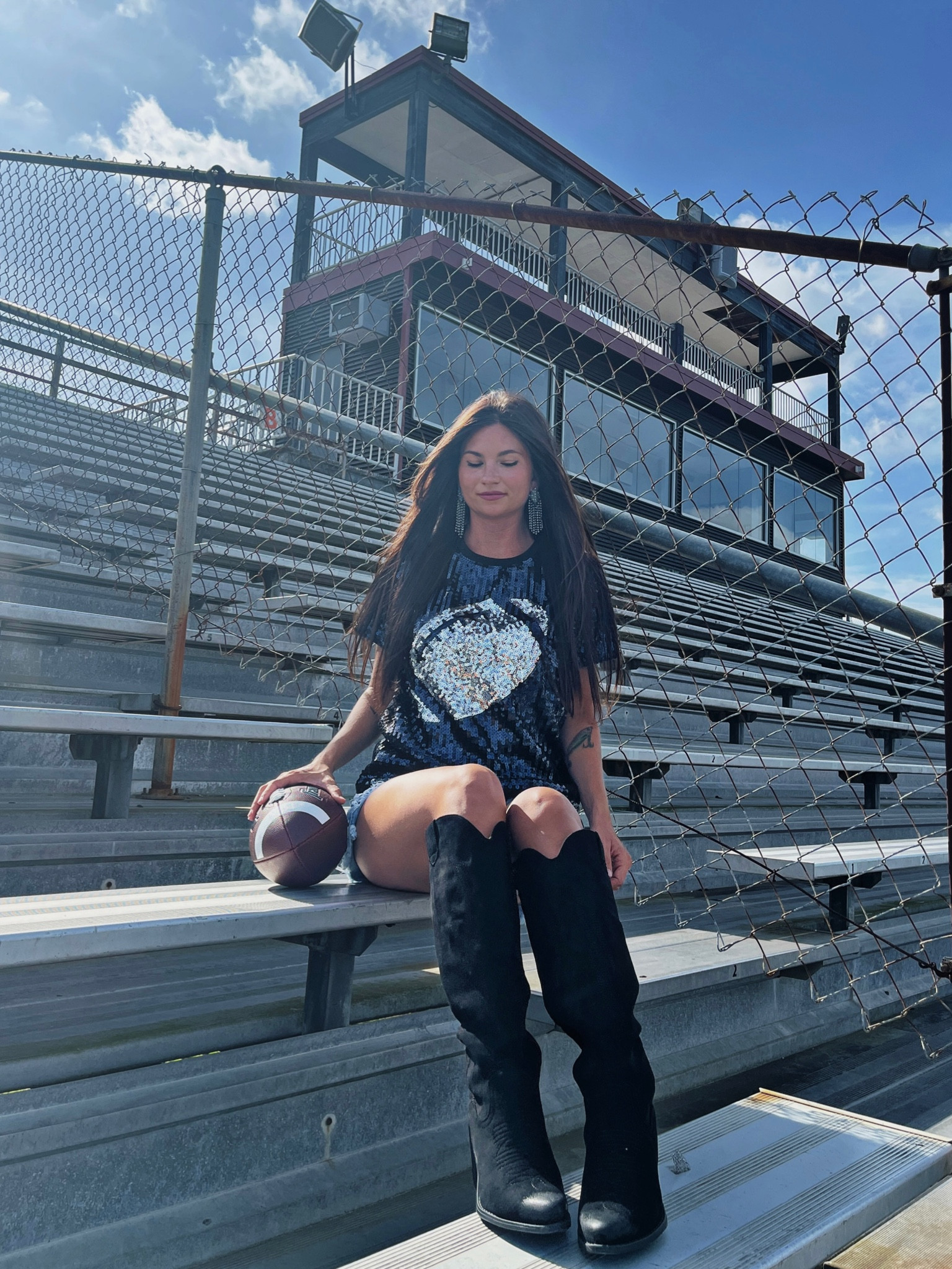 Sequin Football T-Shirt - White … curated on LTK