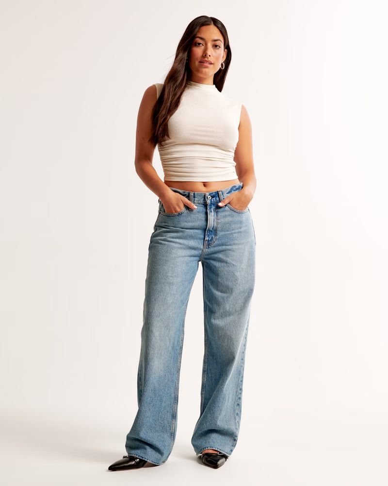 Women's Curve Love Mid Rise Slouchy Jean | Women's Bottoms | Abercrombie.com | Abercrombie & Fitch (US)