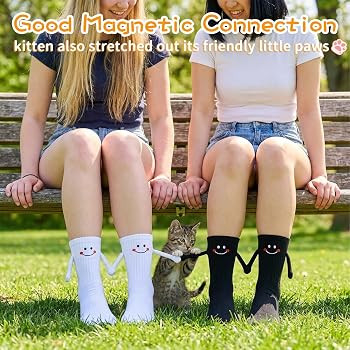 2 Pairs Magnetic Holding Hands Socks Funny Couple Sock Unique Magnetic Connection Design Gifts fo... | Amazon (US)