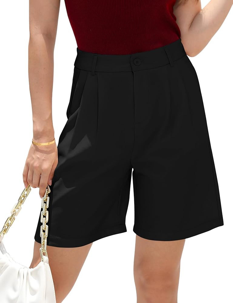 VOOVEEYA High Waisted Bermuda Shorts for Women - Wide Leg Dress Casual Summer Shorts with Pockets... | Amazon (CA)